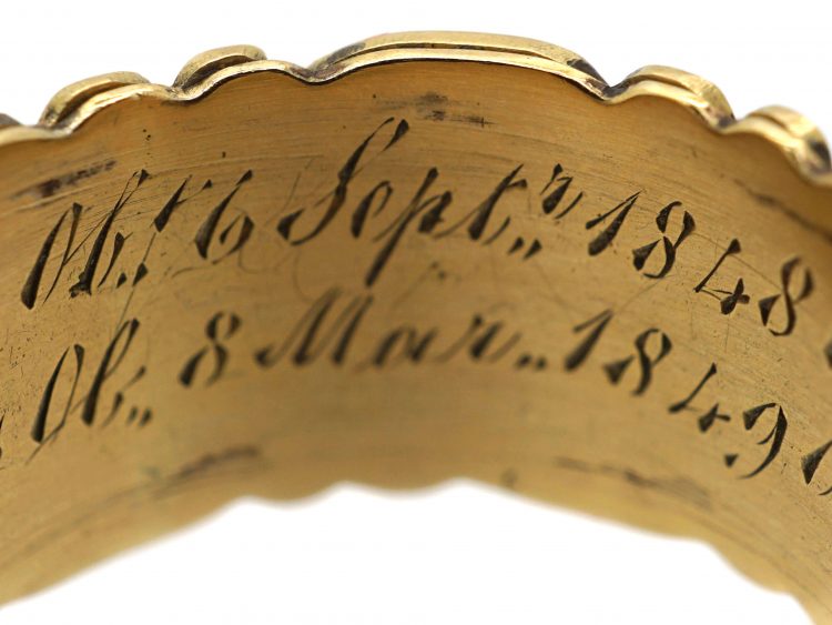 Georgian 18ct Gold, Blue & Black Enamel Mourning Ring
