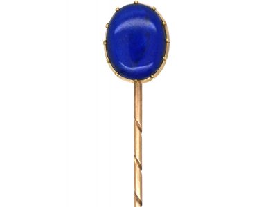 Edwardian 15ct Gold Tie Pin set with Lapis Lazuli