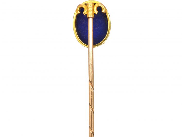 Edwardian 15ct Gold Tie Pin set with Lapis Lazuli