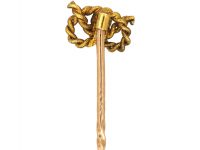 Edwardian 15ct Gold Lover's Knot Tie Pin set with a Diamond