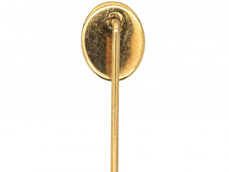 Edwardian 15ct Gold Tiger's Eye Scarab Tie Pin