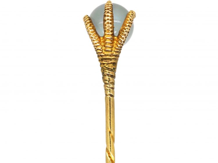 Victorian 15ct Gold Tie Pin of a Claw Holding a Moonstone Globe
