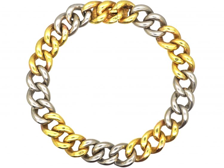 Edwardian 18ct Gold & Platinum Curb Bracelet