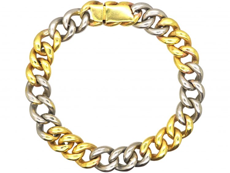 Edwardian 18ct Gold & Platinum Curb Bracelet