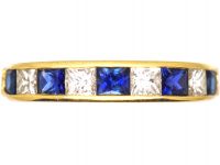 18ct Gold Half Eternity Ring set with Sapphires & Diamonds