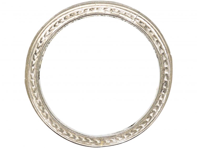 Art Deco Platinum Half Eternity Ring set with Baguette Emeralds & Baguette Diamonds