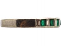 Art Deco Platinum Half Eternity Ring set with Baguette Emeralds & Baguette Diamonds