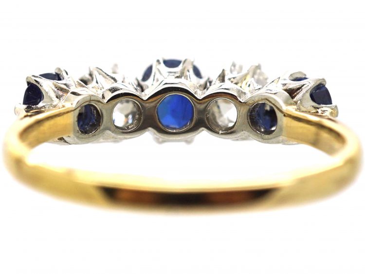 Early 20th Century 18ct Gold & Platinum, Sapphire & Diamond Five Stone Ring
