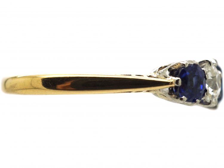 Early 20th Century 18ct Gold & Platinum, Sapphire & Diamond Five Stone Ring