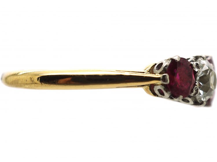 Early 20th Century Ruby & Diamond Five Stone Ring