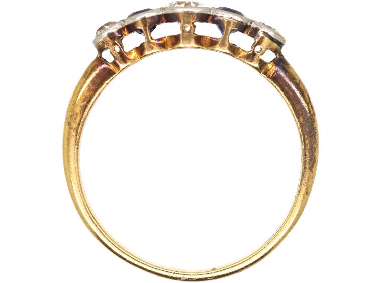 Early 20th Century 18ct Gold & Platinum, Sapphire & Diamond Five Stone Ring