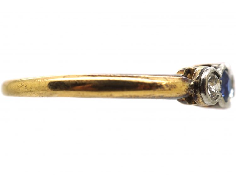 Early 20th Century 18ct Gold & Platinum, Sapphire & Diamond Five Stone Ring