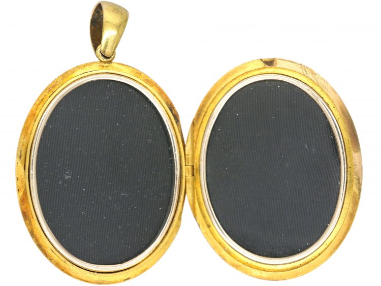 Victorian 18ct Gold Locket with Star Motif set with Natural Split Pearls & Cabochon Rubies