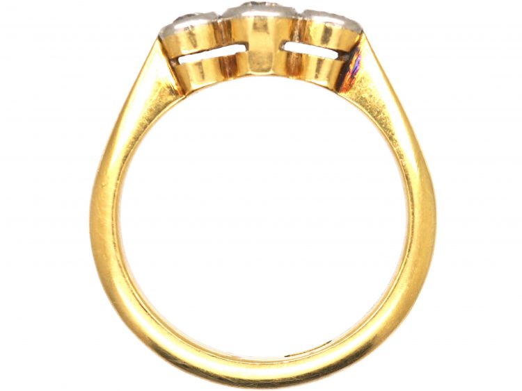 Art Deco 18ct Gold & Platinum, Three Stone Diamond Ring