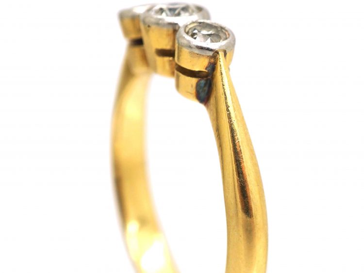 Art Deco 18ct Gold & Platinum, Three Stone Diamond Ring
