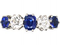 Early 20th Century 18ct Gold & Platinum, Sapphire & Diamond Five Stone Ring