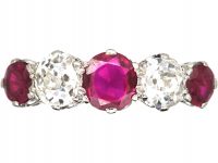 Early 20th Century Ruby & Diamond Five Stone Ring