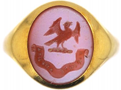 Early 20th Century 18ct Gold Signet Ring with Carnelian Intaglio of an Eagle