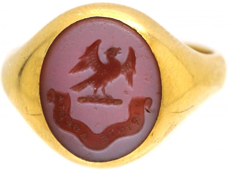 Early 20th Century 18ct Gold Signet Ring with Carnelian Intaglio of an Eagle