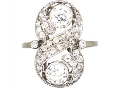 Art Deco Platinum Figure of Eight Ring set with Diamonds