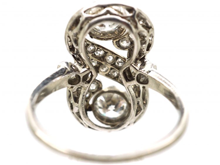 Art Deco Platinum Figure of Eight Ring set with Diamonds