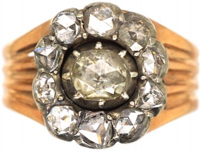 Georgian 9ct Gold & Silver, Rose Diamond Cluster Ring