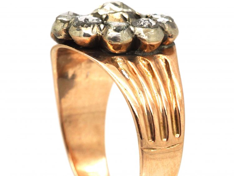 Georgian 9ct Gold & Silver, Rose Diamond Cluster Ring