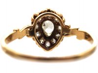 Mid 20th Century 14ct Gold Pear Shaped Old Mine Cut Diamond Ring