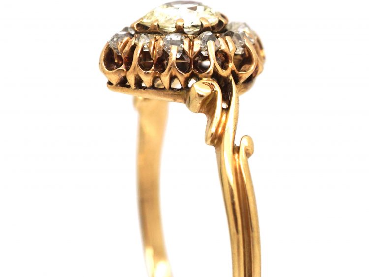 Mid 20th Century 14ct Gold Pear Shaped Old Mine Cut Diamond Ring