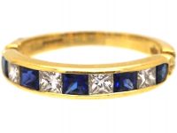 18ct Gold Half Eternity Ring set with Sapphires & Diamonds