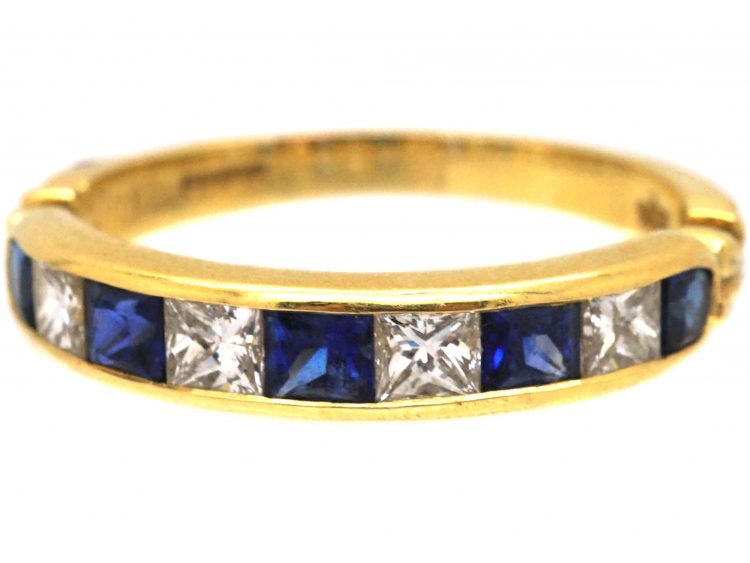 18ct Gold Half Eternity Ring set with Sapphires & Diamonds