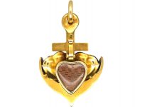 Victorian Faith Hope & Charity 15ct Gold Pendant set with Heart Shaped Garnets
