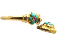 Regency 15ct Gold Knot & Heart Ring set with Rubies & Turquoise