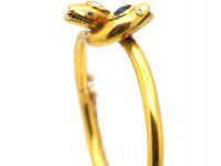 Victorian 18ct Gold Double Snake Bangle set with a Diamond & a Sapphire with Rose Diamond Eyes
