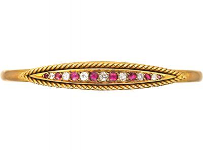 Edwardian 15ct Gold Bangle set with Rubies & Diamonds