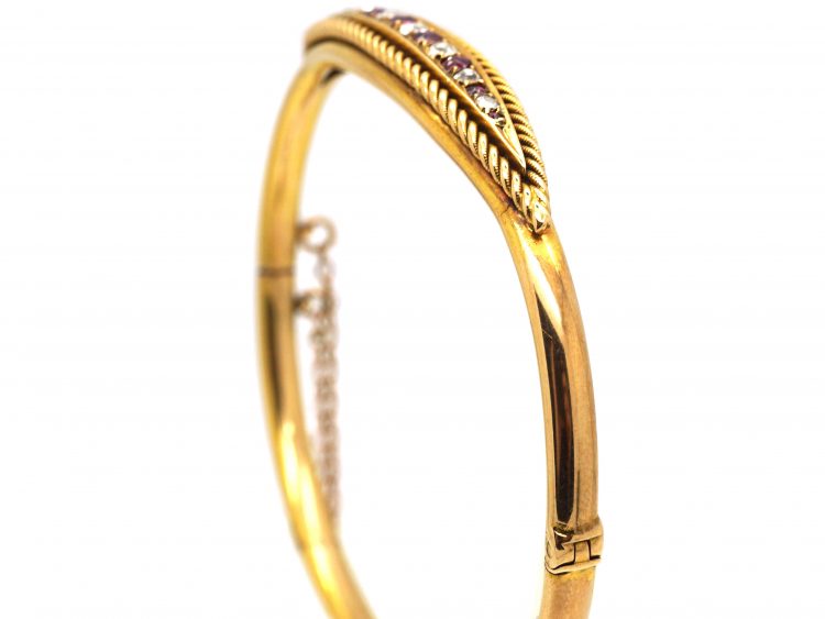 Edwardian 15ct Gold Bangle set with Rubies & Diamonds