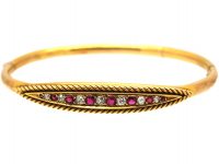Edwardian 15ct Gold Bangle set with Rubies & Diamonds