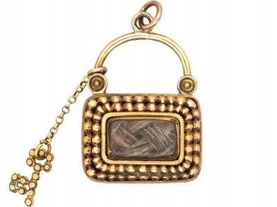 Georgian 9ct Gold Padlock & Key Pendant