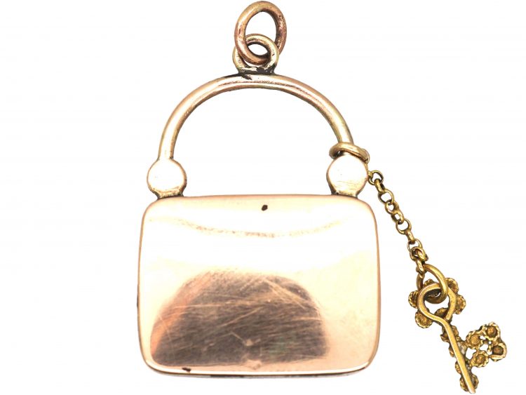 Georgian 9ct Gold Padlock & Key Pendant