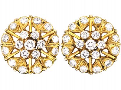 18ct Gold Clip On Diamond Cluster Earrings