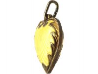 Norwegian Silver & Pale Yellow Enamel Double Sided Heart Pendant