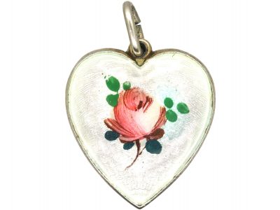 Norwegian Silver & Enamel Heart Pendant with the Lords Prayer on the Reverse by Ivar Holth