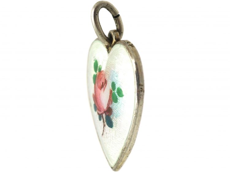 Norwegian Silver & Enamel Heart Pendant with the Lords Prayer on the Reverse by Ivar Holth