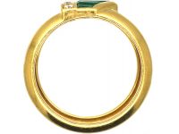 18ct Gold Stylised Buckle Ring set with Emeralds & Diamonds by Mappin & Webb