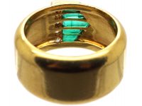 18ct Gold Stylised Buckle Ring set with Emeralds & Diamonds by Mappin & Webb