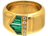 18ct Gold Stylised Buckle Ring set with Emeralds & Diamonds by Mappin & Webb