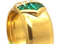 18ct Gold Stylised Buckle Ring set with Emeralds & Diamonds by Mappin & Webb