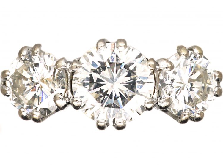 Art Deco 18ct Gold Large Three Stone Diamond Ring
