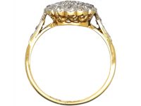 Edwardian 18ct Gold & Platinum Diamond Cluster Ring with Diamond Set Shoulders