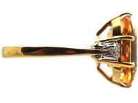 18ct Gold Ring set with a Topaz with Diamond Set Shoulders